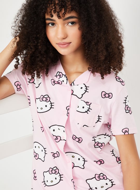 Women Hello Kitty Print PJ Set