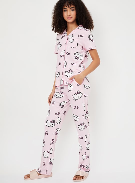 Women Hello Kitty Print PJ Set