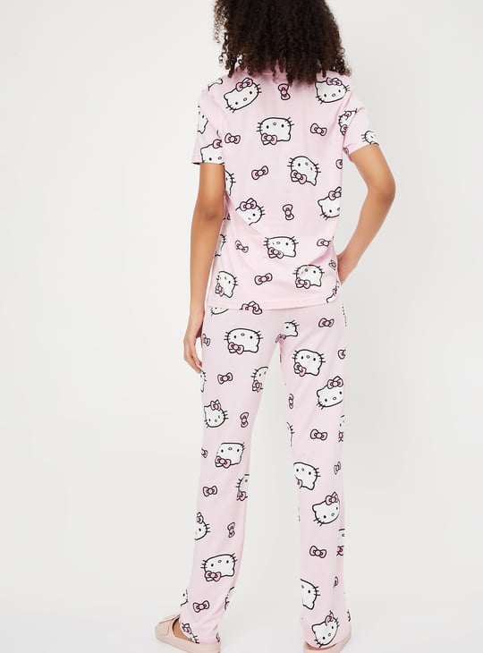 Women Hello Kitty Print PJ Set