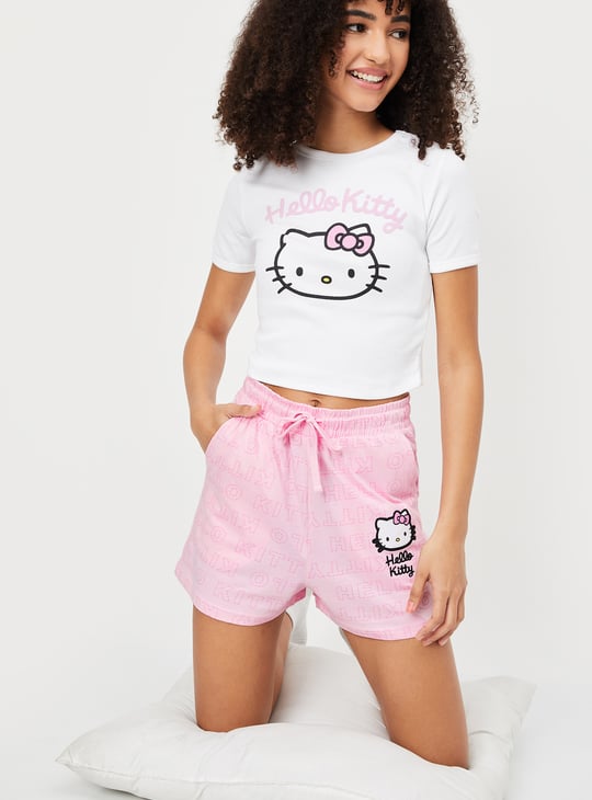 Women Hello Kitty Print Shorts Set