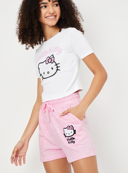 Women Hello Kitty Print Shorts Set