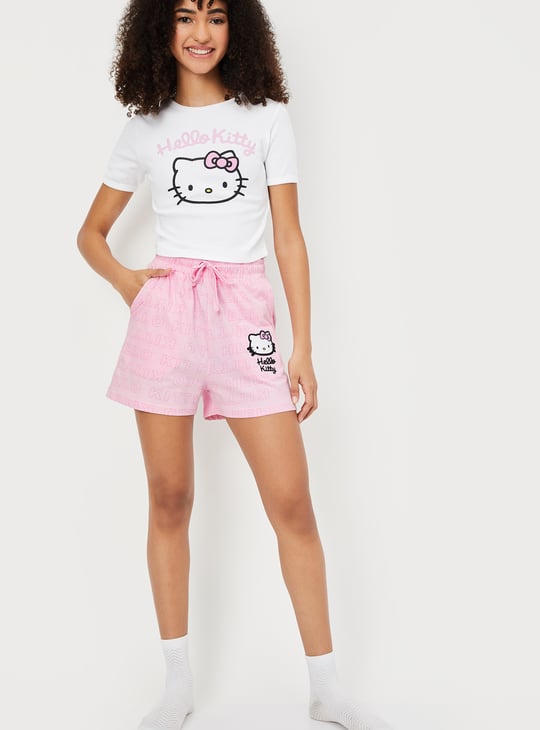 Women Hello Kitty Print Shorts Set