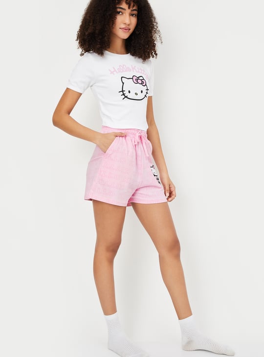 Women Hello Kitty Print Shorts Set
