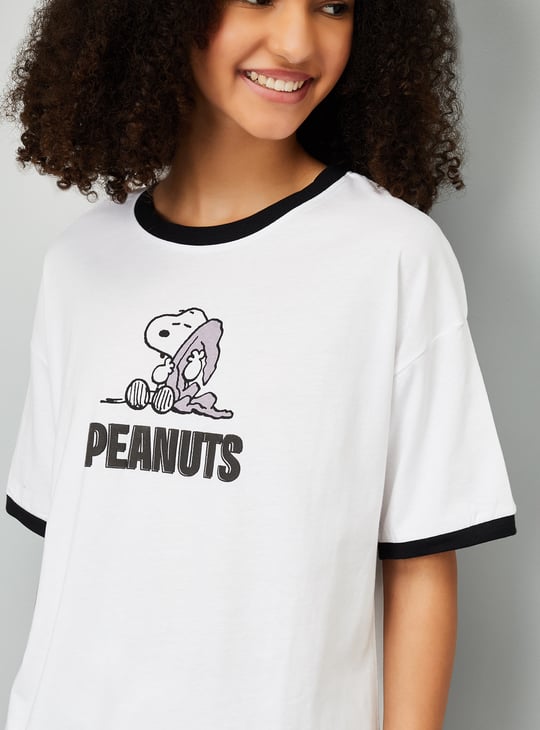 Women Peanuts Print Shorts Set