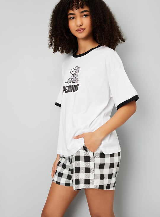 Women Peanuts Print Shorts Set