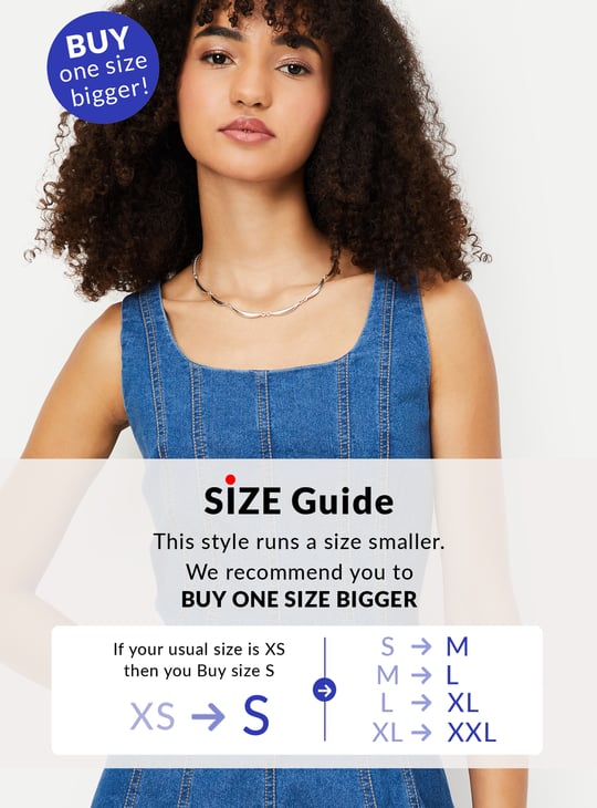 Women Panelled Midi Denim Dress