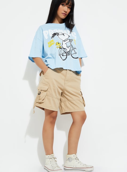 URB_N Women Solid Baggy Cargo Shorts