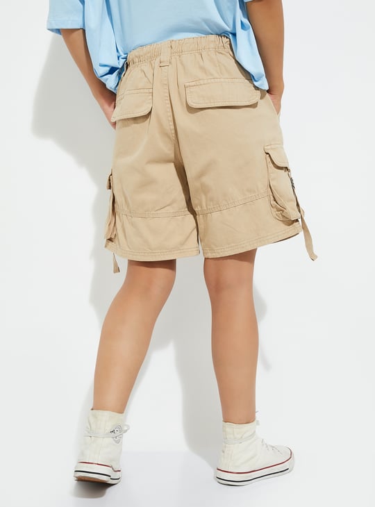 URB_N Women Solid Baggy Cargo Shorts