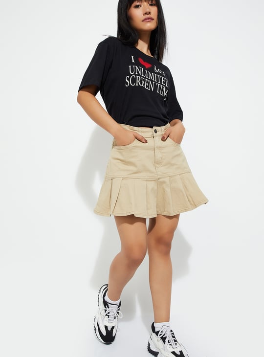 URB_N Women Pleated Mini Skirt