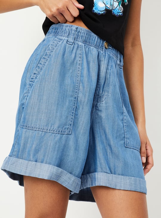 Women Washed Denim Shorts