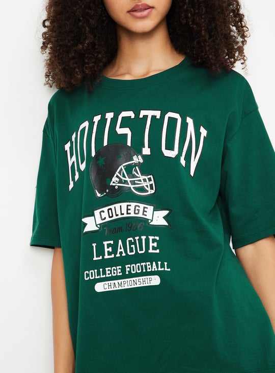 Women Printed Athleisure Oversized T-shirt