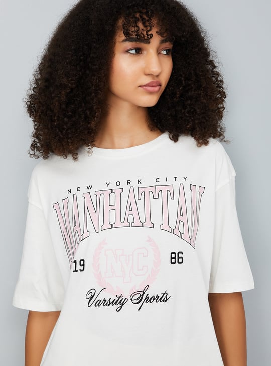 Women Printed Athleisure Oversized T-shirt