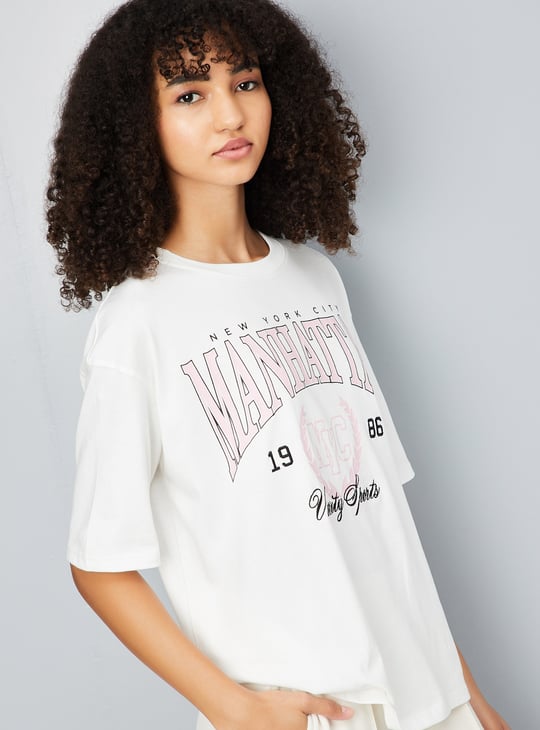 Women Printed Athleisure Oversized T-shirt