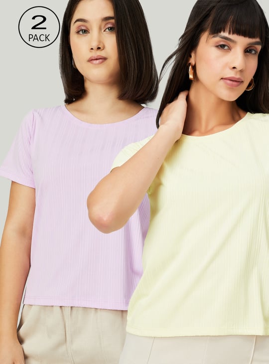 Women Ribbed T-shirt - Pack of 2