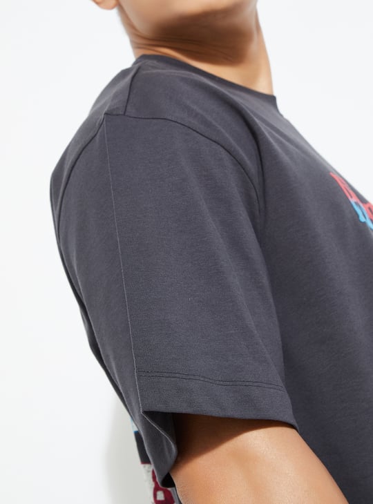 URB_N Men Full Moon Festival Printed Oversized T-shirt