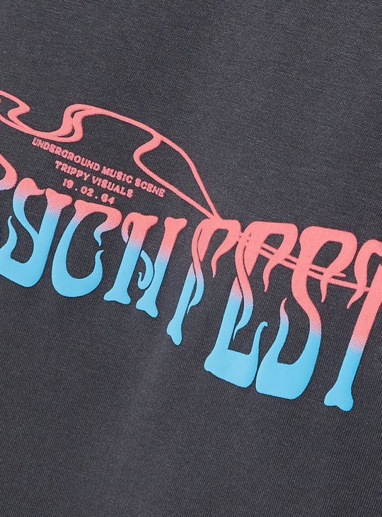 URB_N Men Full Moon Festival Printed Oversized T-shirt