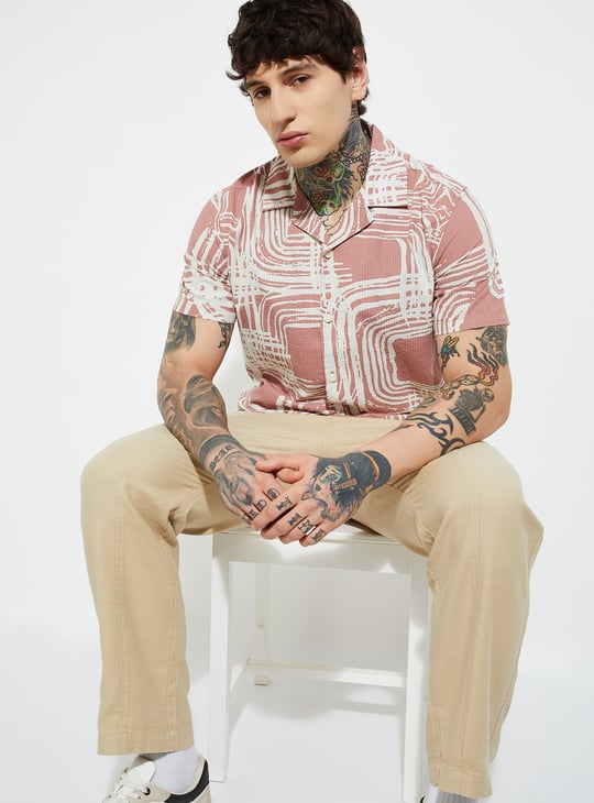 Men Tropical Print Regular Fit Resort Shirt