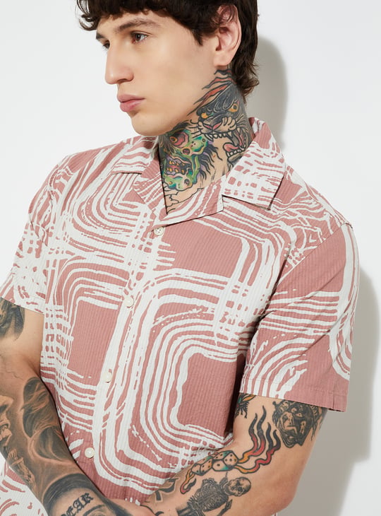 Men Tropical Print Regular Fit Resort Shirt
