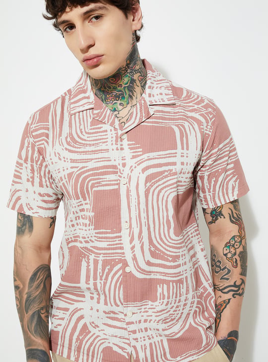 Men Tropical Print Regular Fit Resort Shirt