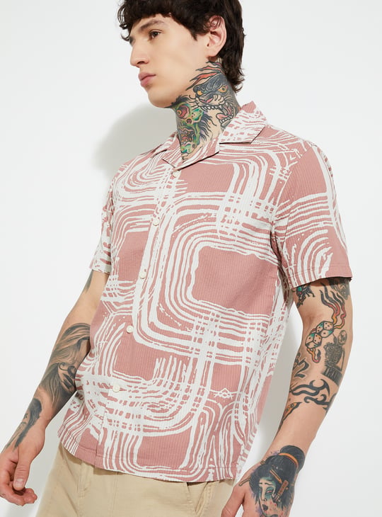Men Tropical Print Regular Fit Resort Shirt