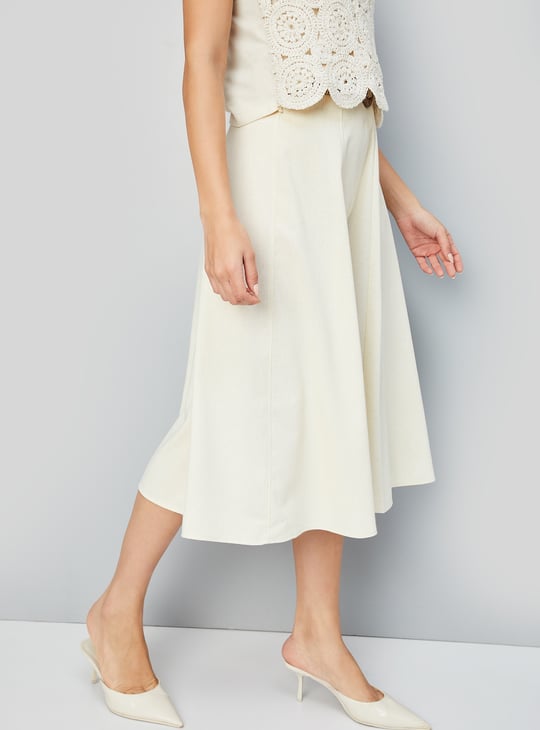 Women Solid A-line Belted skirt