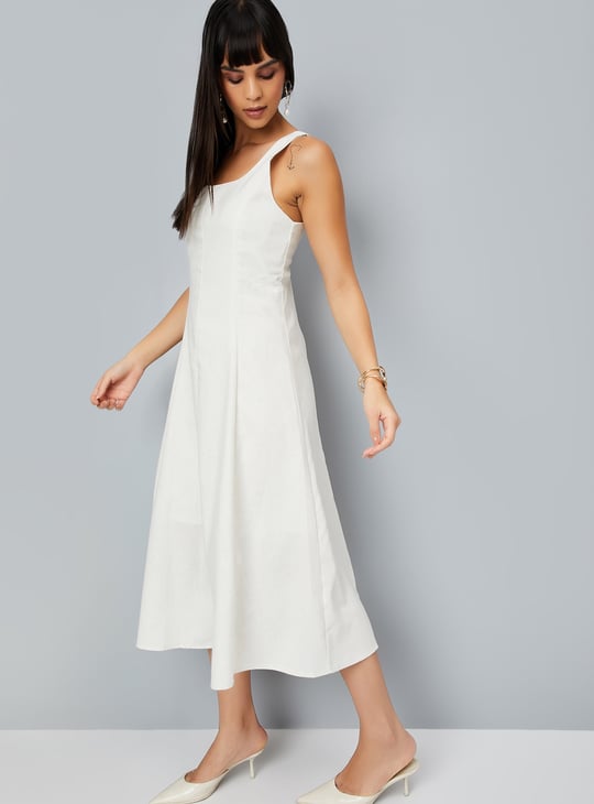 Women Solid Panelled Midi Dress