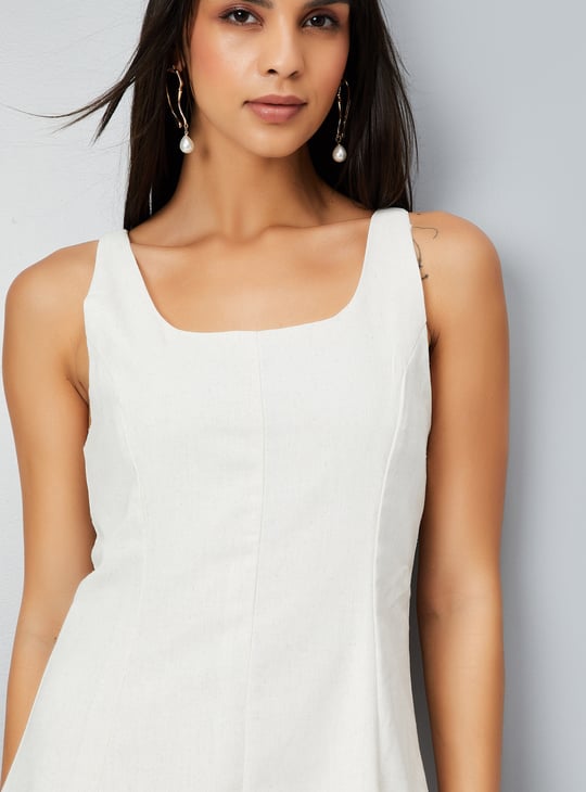 Women Solid Panelled Midi Dress