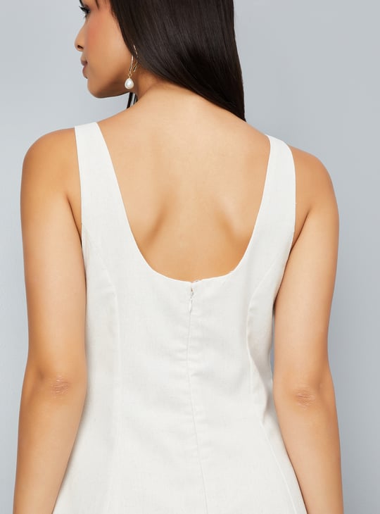 Women Solid Panelled Midi Dress