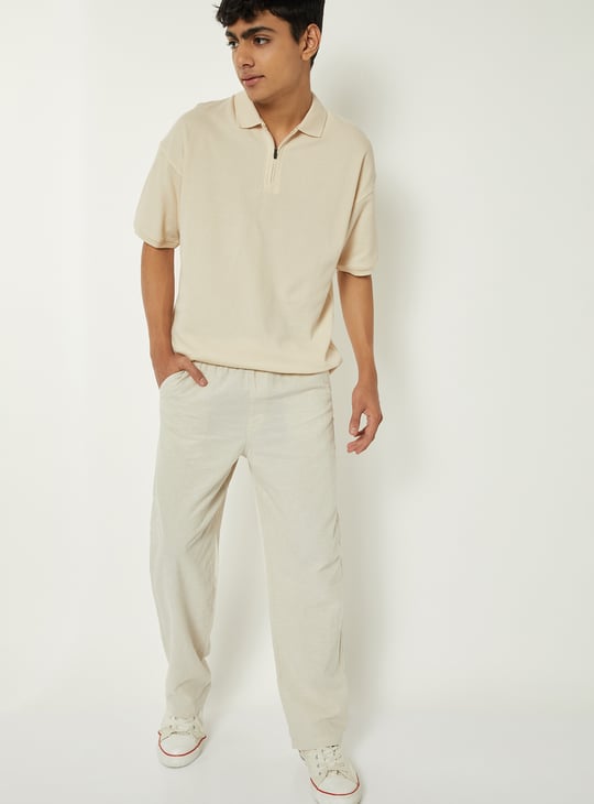 Boys Textured Polo T-shirt