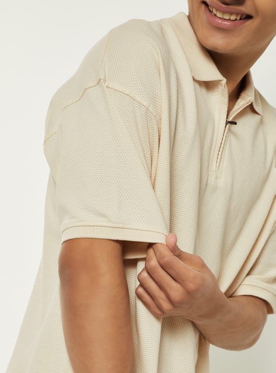Boys Textured Polo T-shirt