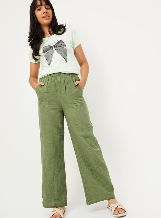 Girls Textured Relaxed Fit Trousers