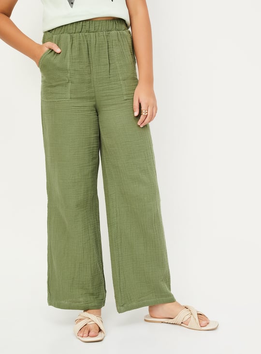 Girls Textured Relaxed Fit Trousers