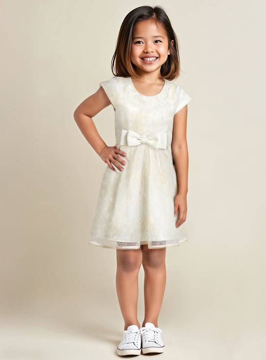 Girls Embroidered Flared Dress