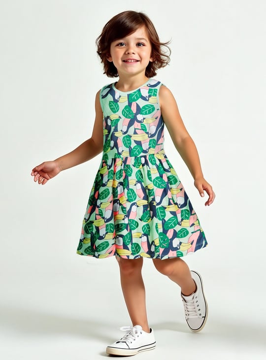 Girls Printed A-line Dress - Pack of 2