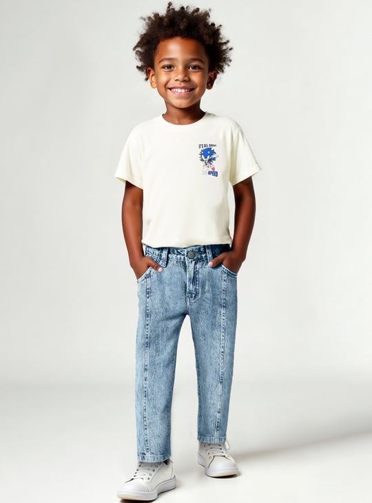 Boys Washed Relaxed Fit Jeans Blue Washed