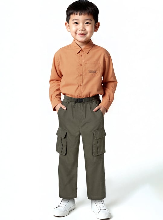 Boys Solid Cargo Trousers
