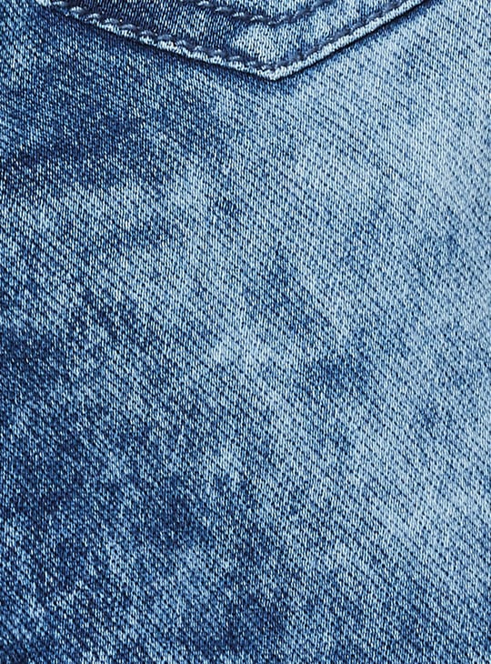 Girls Acidwashed Elasticated Denim Joggers