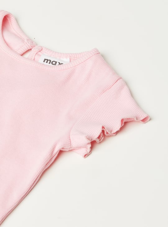 Girls Printed Pinafore Dress with T-shirt