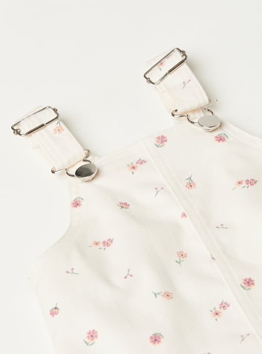 Girls Printed Pinafore Dress with T-shirt