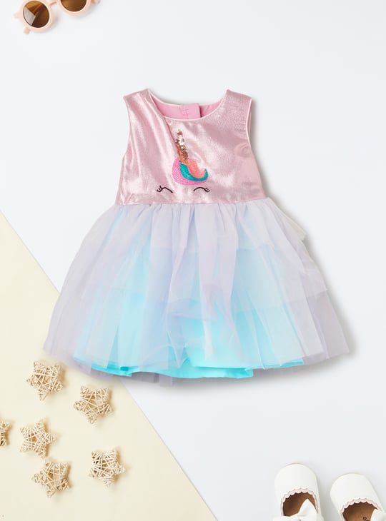 Girls Unicorn Sequins Tulle Dress