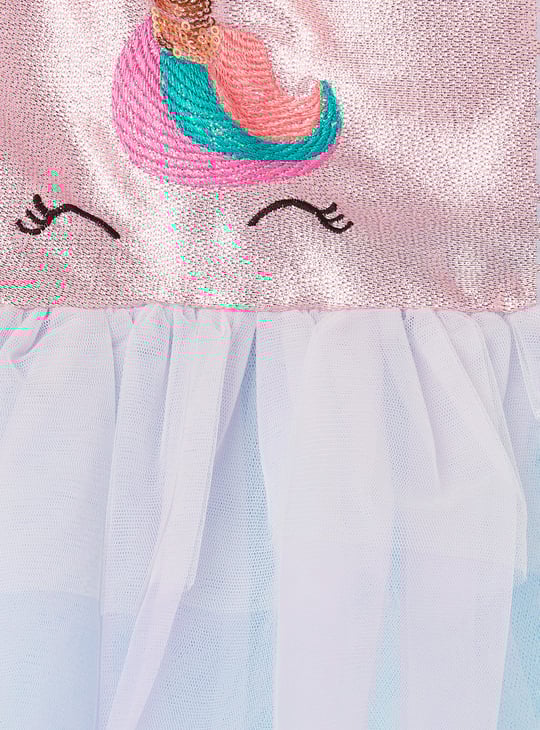 Girls Unicorn Sequins Tulle Dress