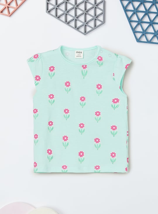 Girls Floral Print Shorts Set