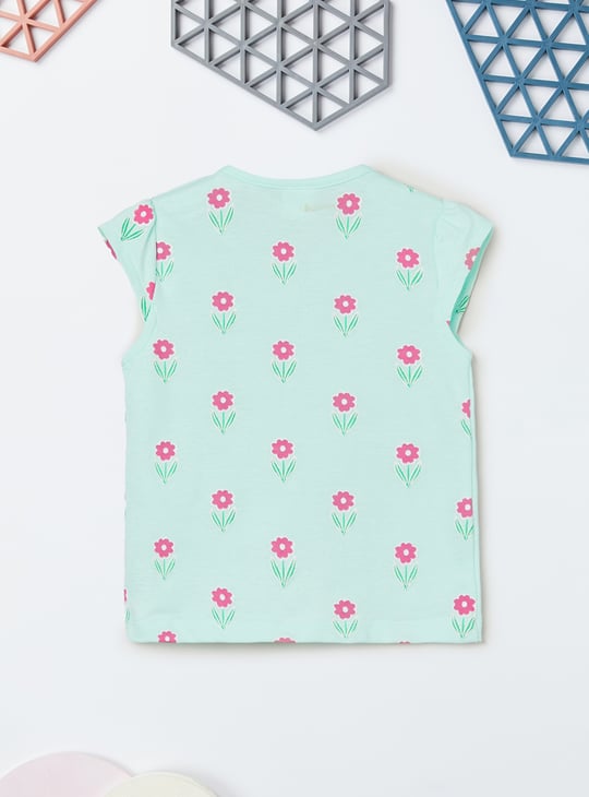 Girls Floral Print Shorts Set