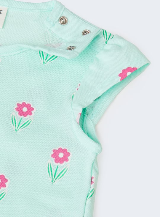 Girls Floral Print Shorts Set