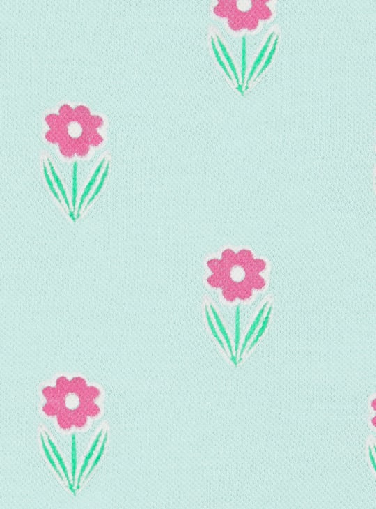 Girls Floral Print Shorts Set