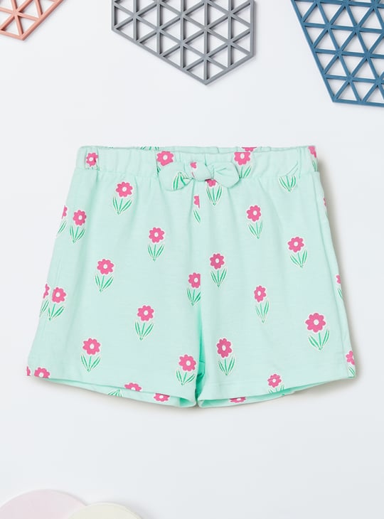 Girls Floral Print Shorts Set