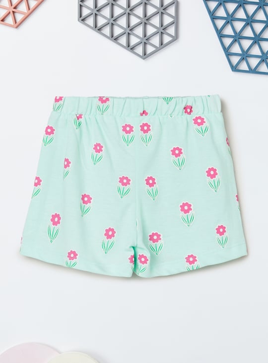 Girls Floral Print Shorts Set