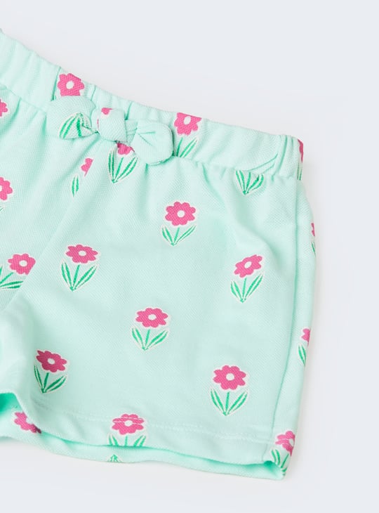 Girls Floral Print Shorts Set