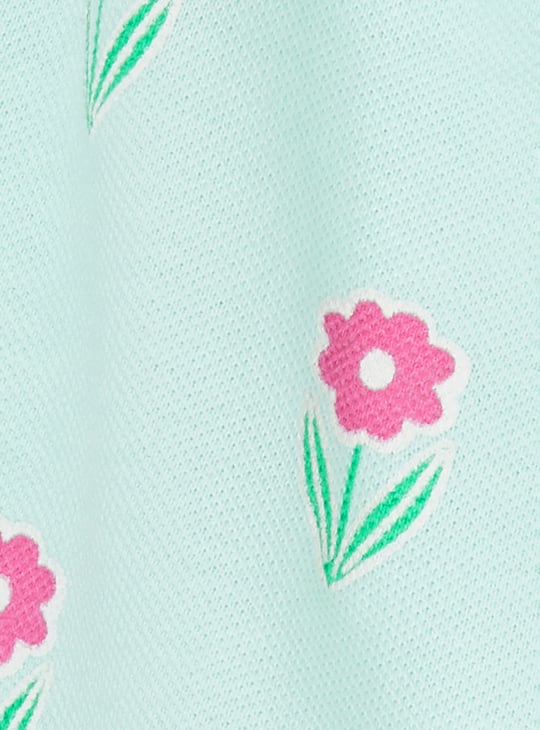 Girls Floral Print Shorts Set