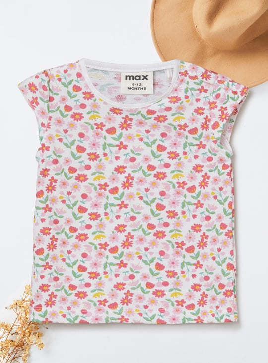 Girls Floral Print Shorts Set